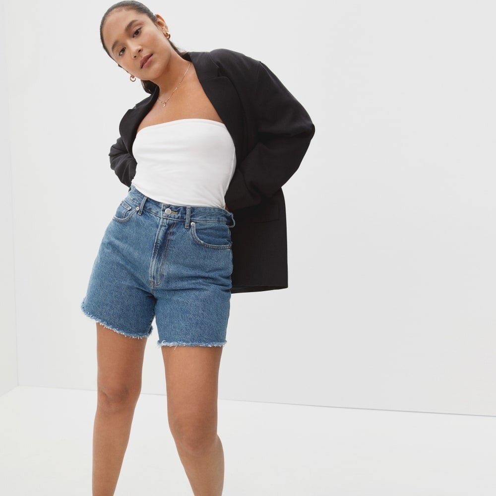 Everlane The A-Line Denim Shorts Organic Cotton Medium Indigo Size 28